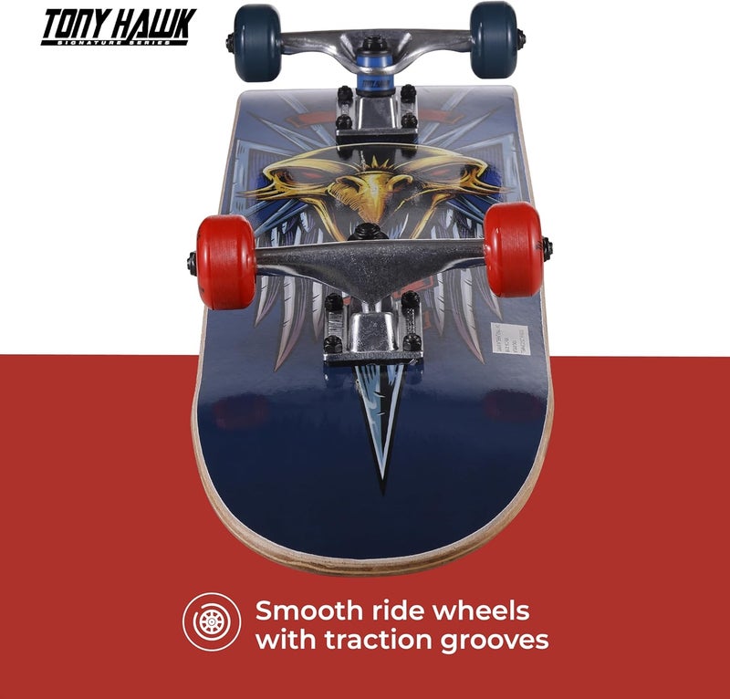 VOYAGER Tony Hawk 31 inch Skateboard, Tony Hawk Signature Series 2, 9-ply Maple Deck Skateboard for Cruising, Carving, Tricks and Downhill, Dagger/Cross/Skull - Image 3